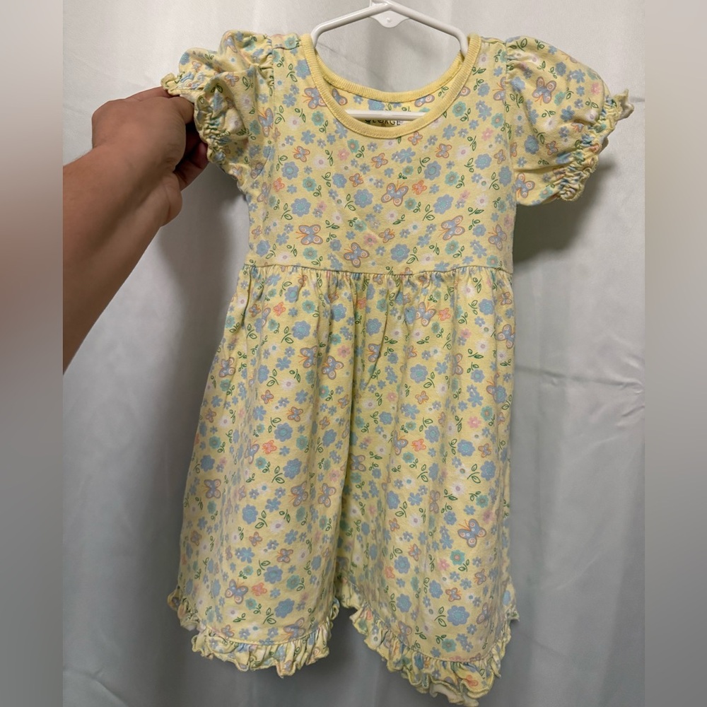 George Yellow Floral Butterfly Cotton Dress for Girls